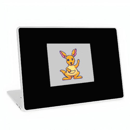 Cute Kangaroo Waving Hand: Cartoon Vector Icon Ill Laptop Skins