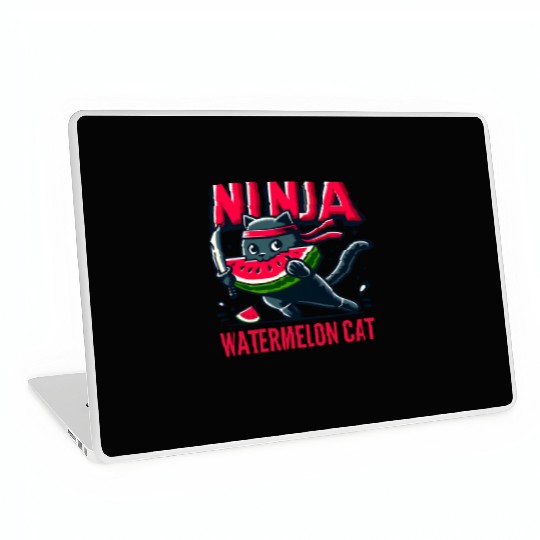 Ninja Cat Watermelon Swordplay Laptop Skins