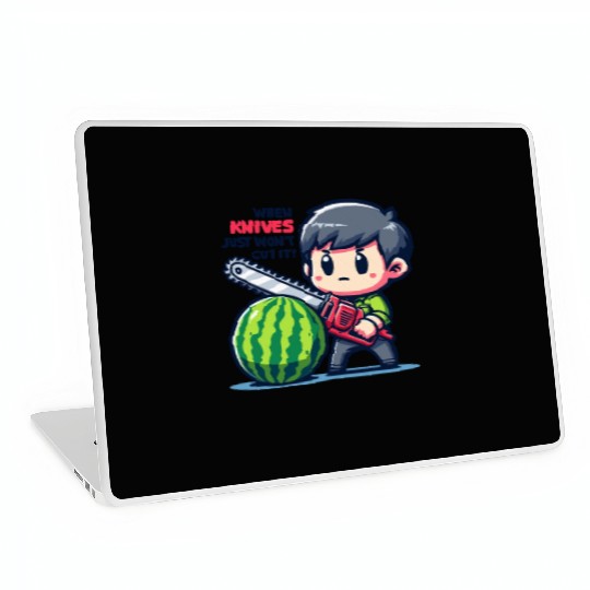 Cutting Watermelon - Melon Chainsaw Laptop Skins