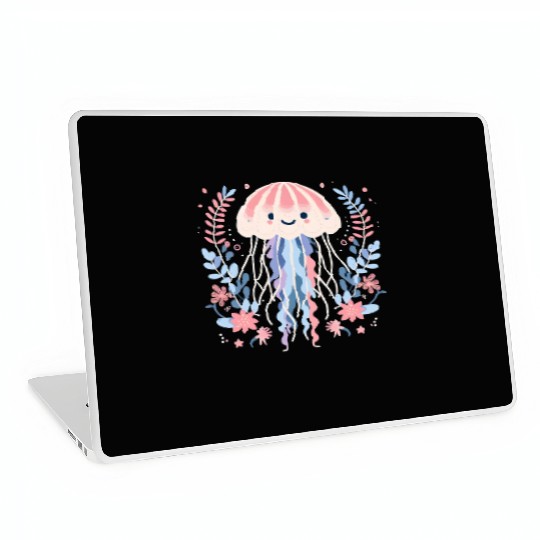 Floral Jellyfish Delight Laptop Skins
