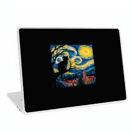 Starry Night Cat Art Premium Laptop Skins