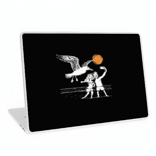 Seagull Surprise: The Ultimate Beach Photobomb Laptop Skins