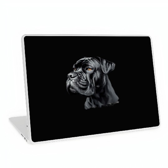 Black Cane Corso Dog Art Laptop Skins, Realistic Dog