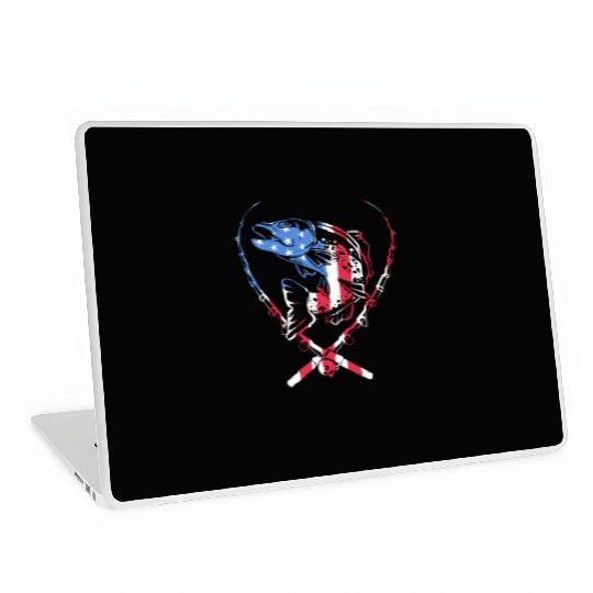 4th Of July US Flag Fishing Fisherman Trout Fish Laptop Skins