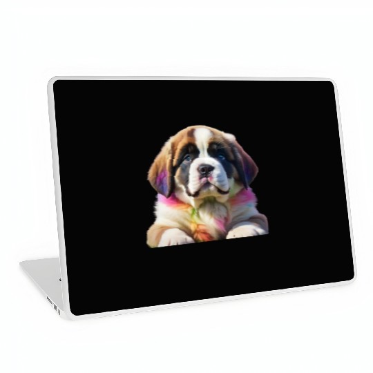 Rainbow Ombre Saint Bernard Puppy Laptop Skins