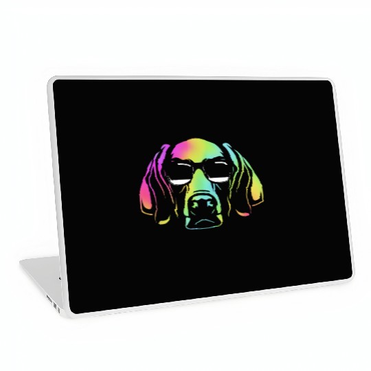 Colorful Weimaraner Dog Wearing Sunglasses Laptop Skins