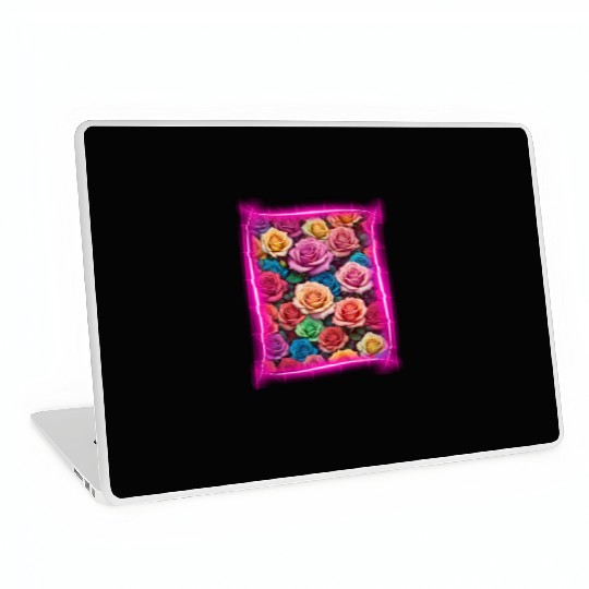 Flower design framed by neon lights Laptop Skins