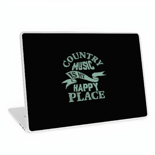Country Music Is My Happy Place Cowboy Western Laptop Skins