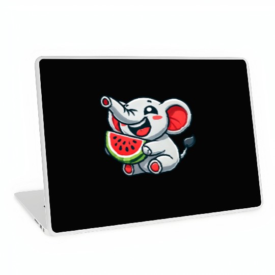 Cute elephant watermelon summer fruit laugh Laptop Skins