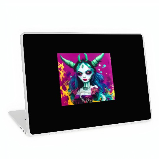 Goth Devil Demon Vampire Girl Street Pop Art Laptop Skins