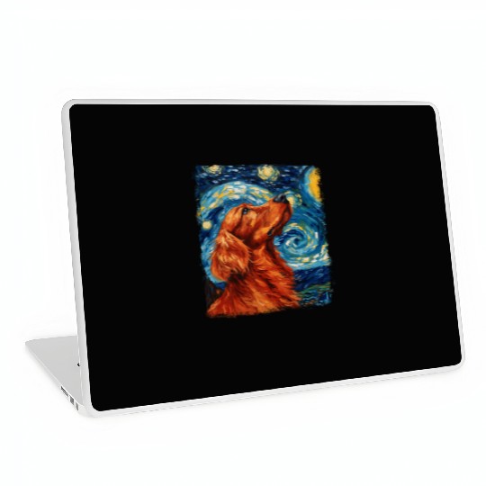Irish Setter Dog Starry Night Painting Laptop Skins