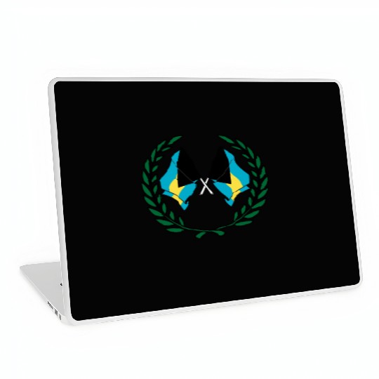 Flags Bahamas in laurel wreath Laptop Skins