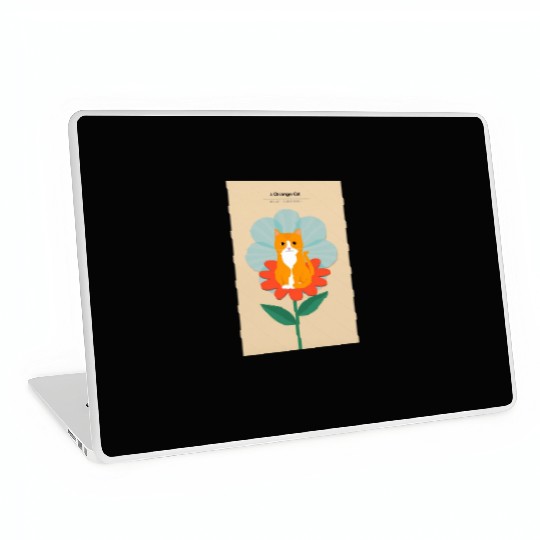 A orange cat sitting in a flower- Laptop Skins