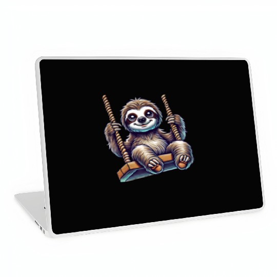 Cute sloth swing cartoon playground animal Laptop Skins