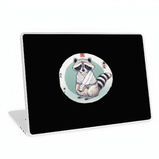 Raccoon with bandage Laptop Skins for men and women