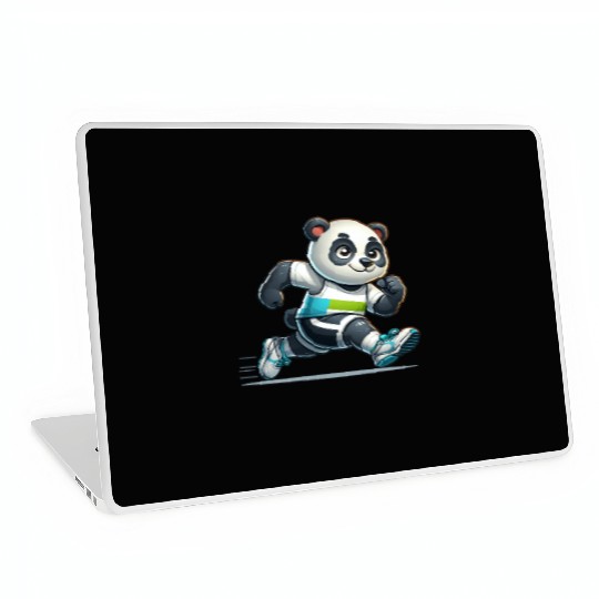 Cute Marathon Runner Panda Laptop Skins