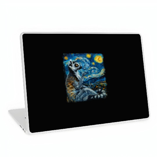 Lemur Ring Tailed Starry Night Painting Laptop Skins