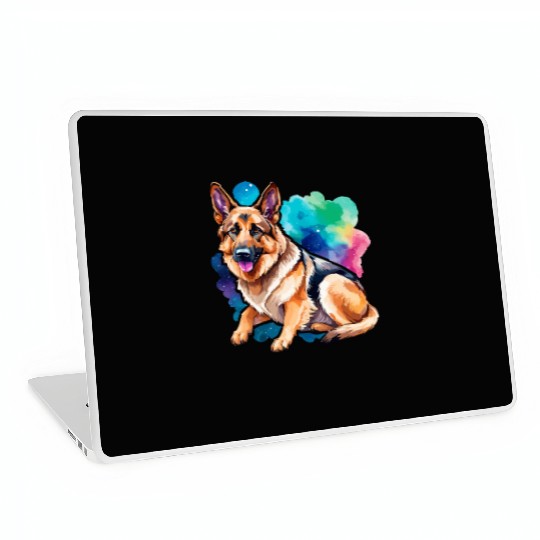 German Shepherd Watercolor Laptop Skins