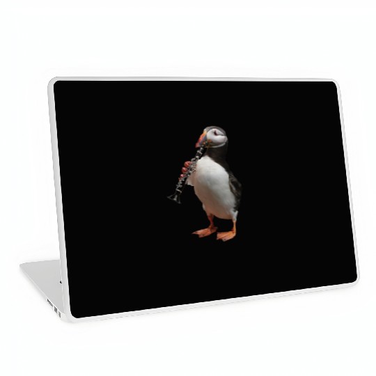 Atlantic Puffin Playing Clarinet Realistic Laptop Skins