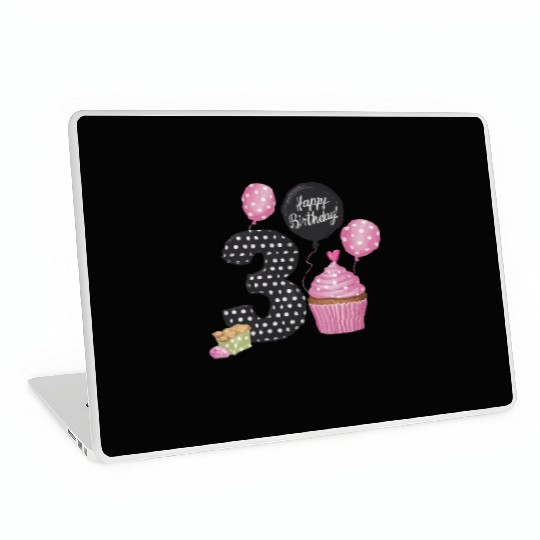 Girl 3rd Birthday Pink Laptop Skins