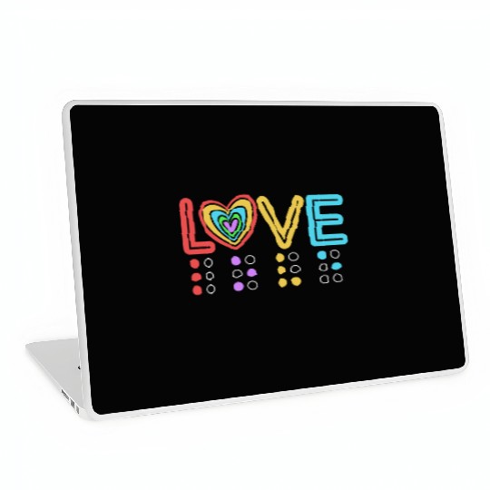 Retro Braille Rainbow Heart Braille Love Laptop Skins