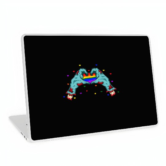 Halloween Hand Skeleton Heart LGBT Pride Rainbow Laptop Skins