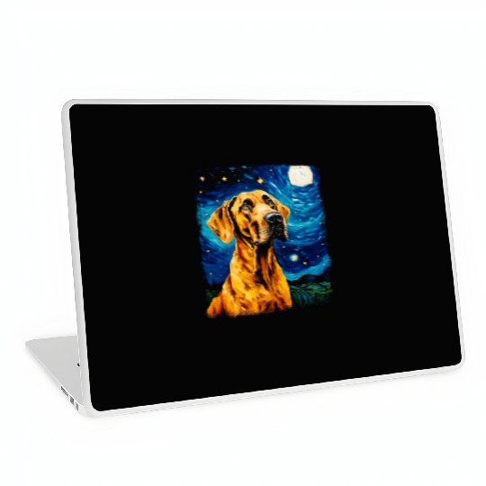 Great Dane Dog Starry Night Painting Laptop Skins