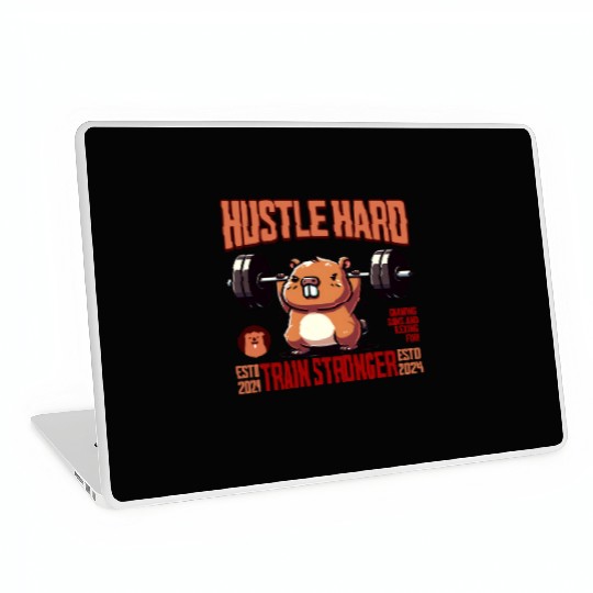Hustle Hard Train Stronger Gym Motivation Laptop Skins