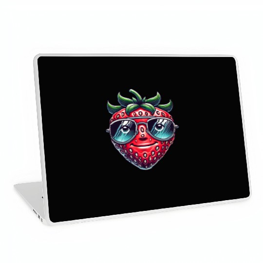 Cool strawberry with sunglasses summer fruit Laptop Skins
