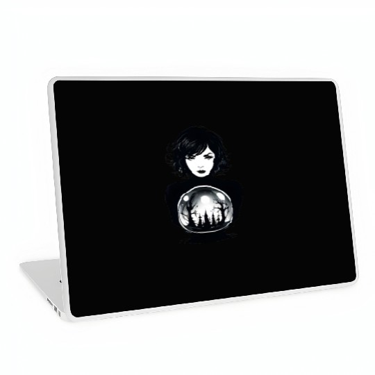 Witchy Woman Gazing into a Crystal Ball Laptop Skins