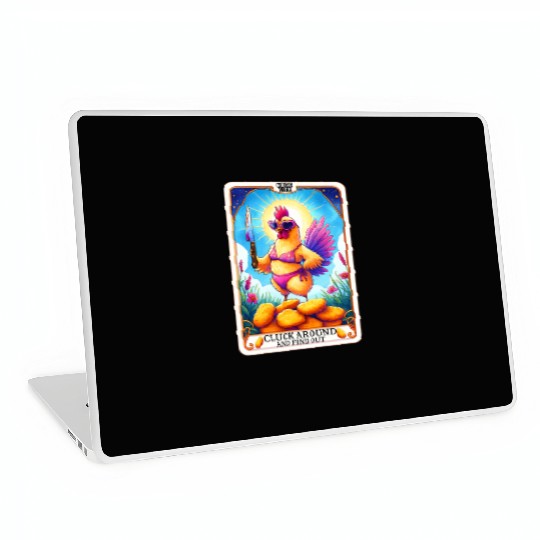 Funny Chicken Tarot Card, FAFO, Hilarious Laptop Skins