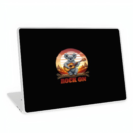 Koala Strumming Guitar Sunset Vintage Style Laptop Skins