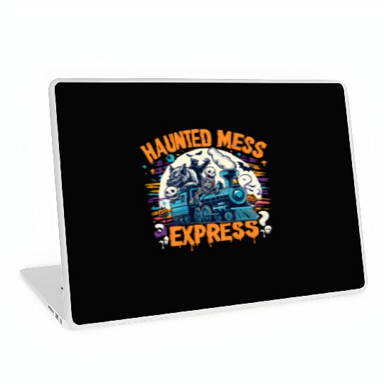 Haunted Mess Express Fun Spook Halloween Train Pun Laptop Skins