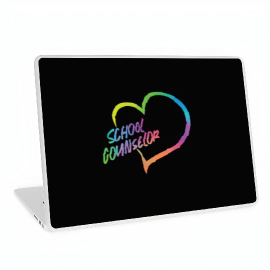 School Counselor Heart Watercolor Laptop Skins