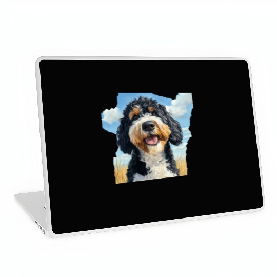 Bernedoodle Field Nature Bernedoodle Watercolor Laptop Skins