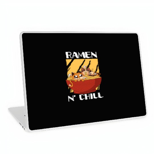 Cute Kawaii Cat Ramen Bowl Japanese Noodle Soup Laptop Skins