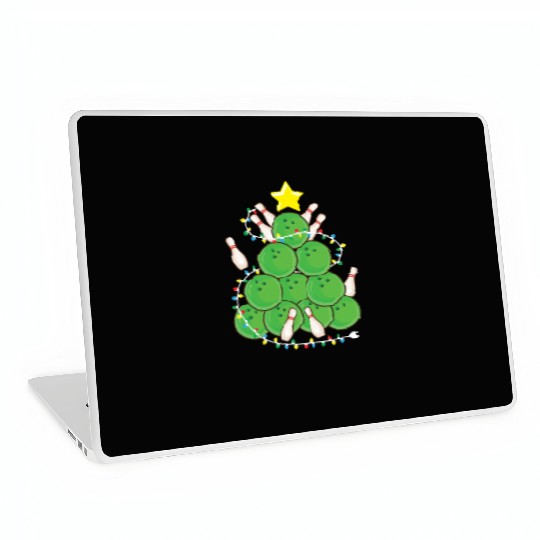 Funny Bowling Christmas Tree Lights Xmas Sport Laptop Skins