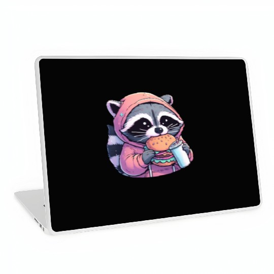 Trash Panda - Raccoon eating fast food Laptop Skins