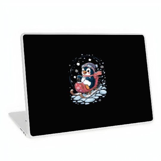 Cute Penguin Sledding Adventure Laptop Skins