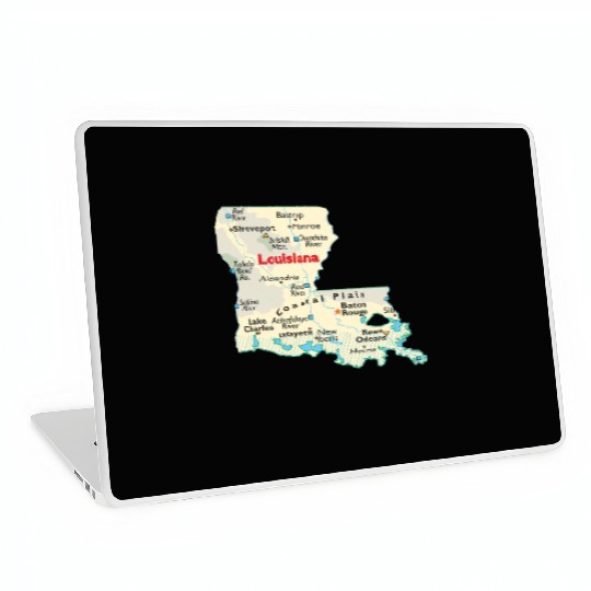 Louisiana map image of state. Laptop Skins