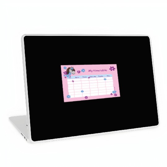 Timetable for Kids - Pony Flowers pink Laptop Skins