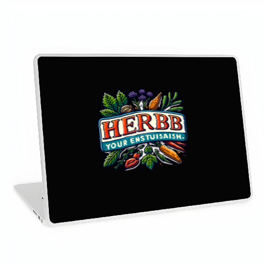 Herb Your Enthusiasm: A fun, punny herbs design. Laptop Skins