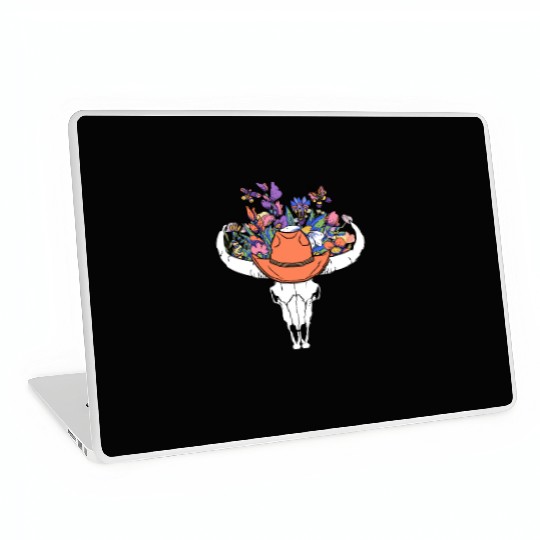 wildflower with Cow Skull blooming Laptop Skins