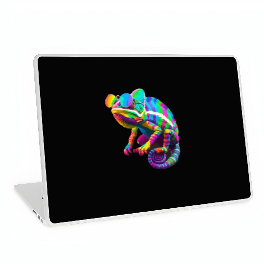Colorful Chameleon with Sunglasses Laptop Skins