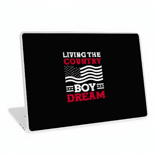 Small Town Us Flag Country Livin Boy Laptop Skins