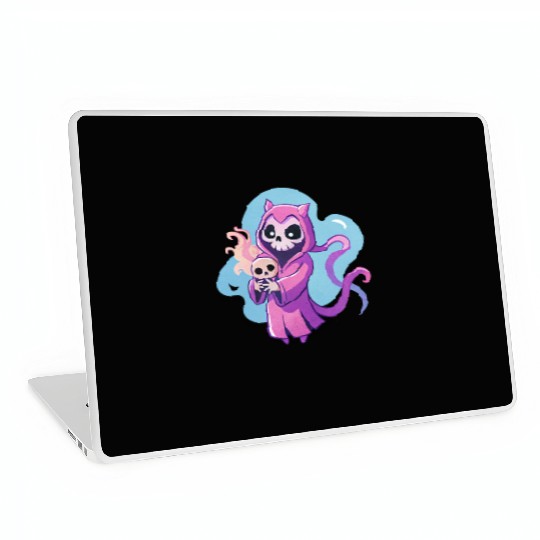 skeletal figure, violet pink robe, lavender puppy Laptop Skins