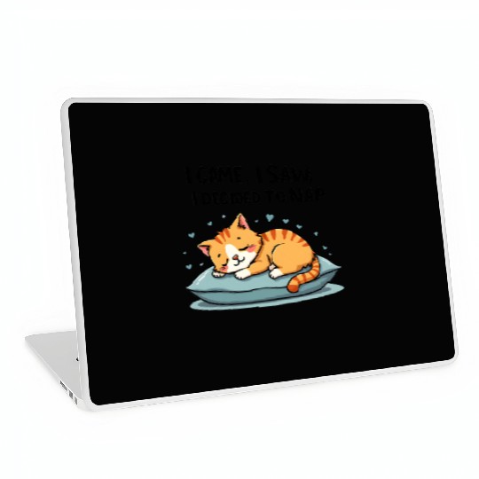 Cute Cat Nap Lover Funny Sleepy Naptime Humor Laptop Skins