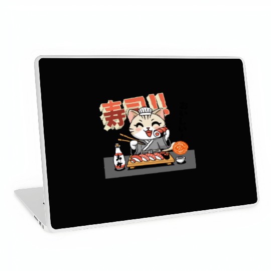 Sushi Chef Cat Adorable Culinary Cat Design Laptop Skins