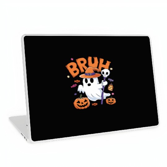 Bruh Ghost Halloween Cute Ghost Trick Or Treat Laptop Skins