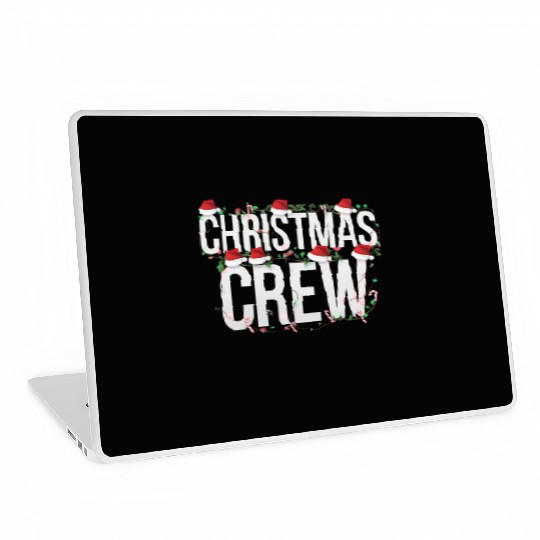 Christmas Crew with Santa Hats and Lights Laptop Skins